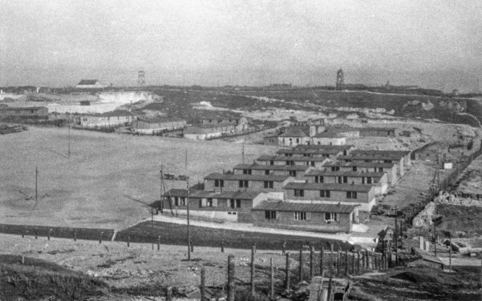 View from a hillside similar to the commandant's vantage point over Płaszów